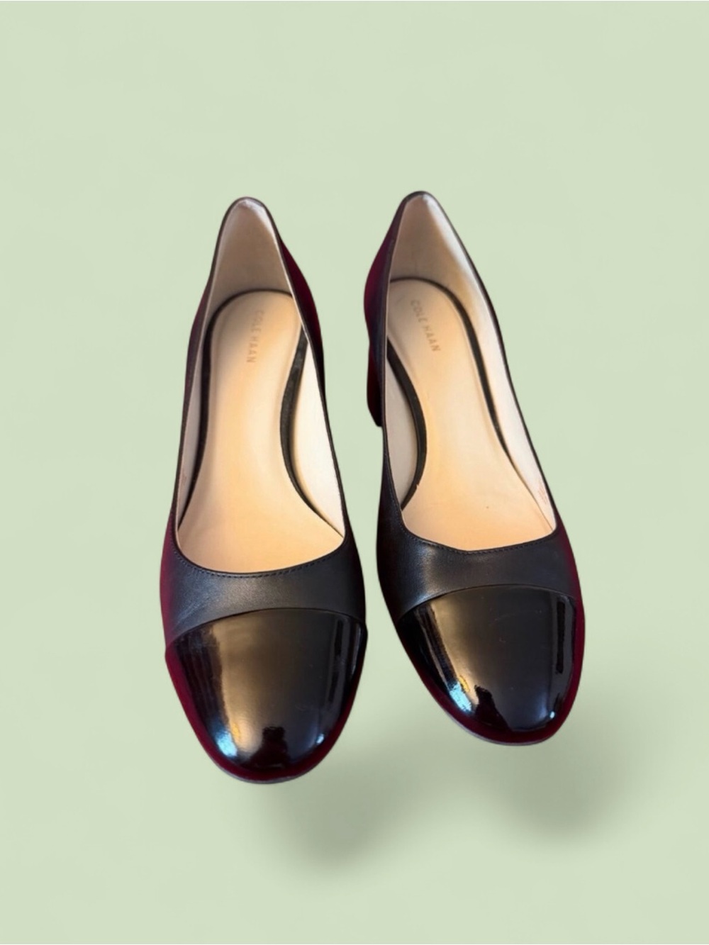 Cole Haan Black Patent Cap Toe Flats